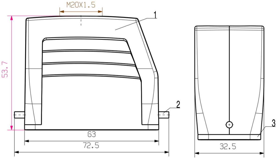 כיסוי למחבר תעשייתי WEIDMULLER HE HDC 10A TOLU 1M20G